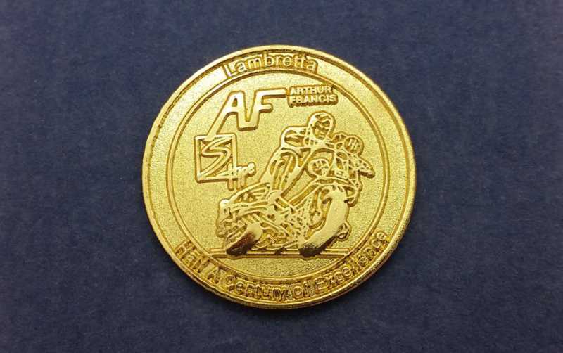 Arthur Francis 's' Type Pin
Badge
Pound Coin Size
